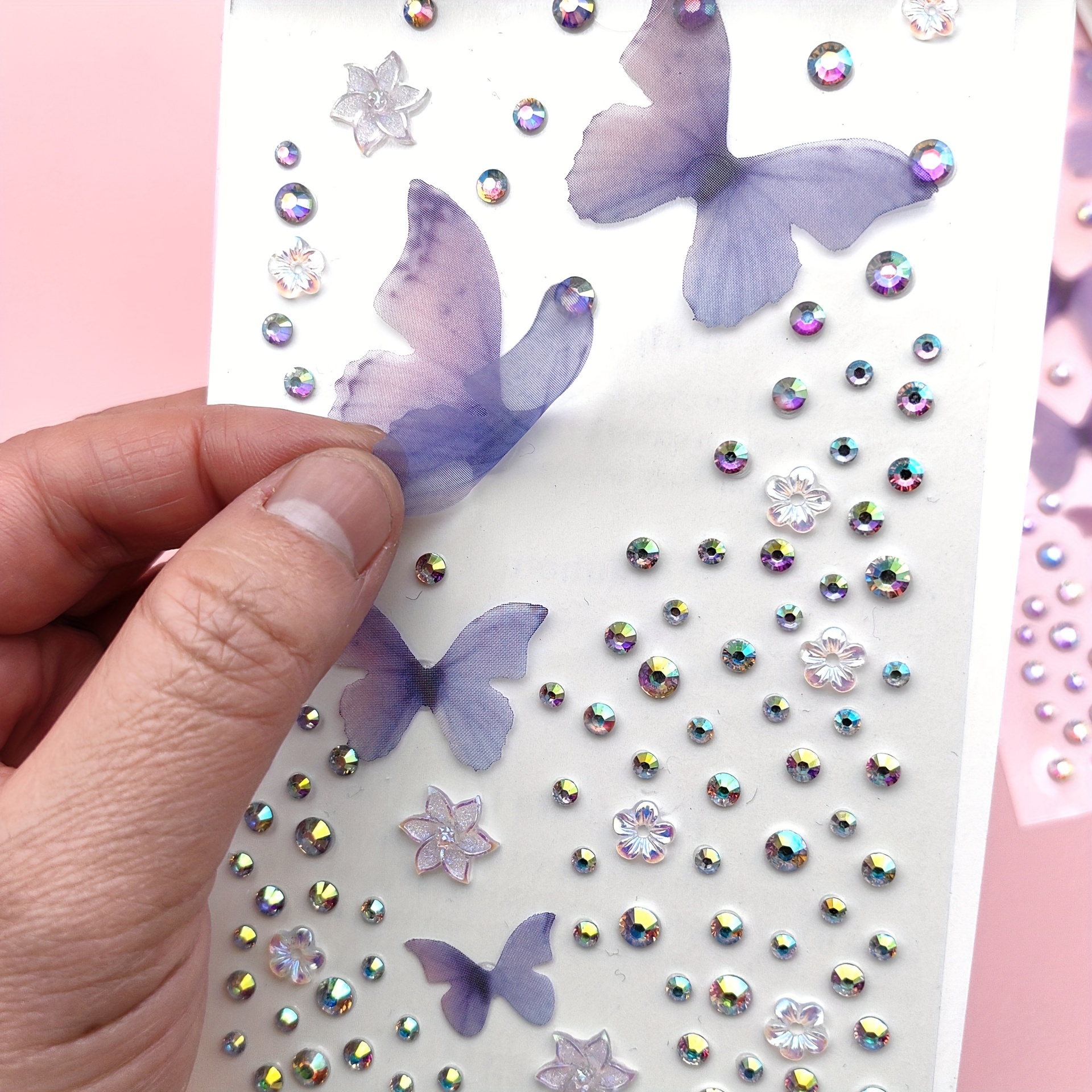 

Sparkling & Floral - Rhinestone Makeup Stickers, Eye & Facial Accents For Stage-ready , & Blue