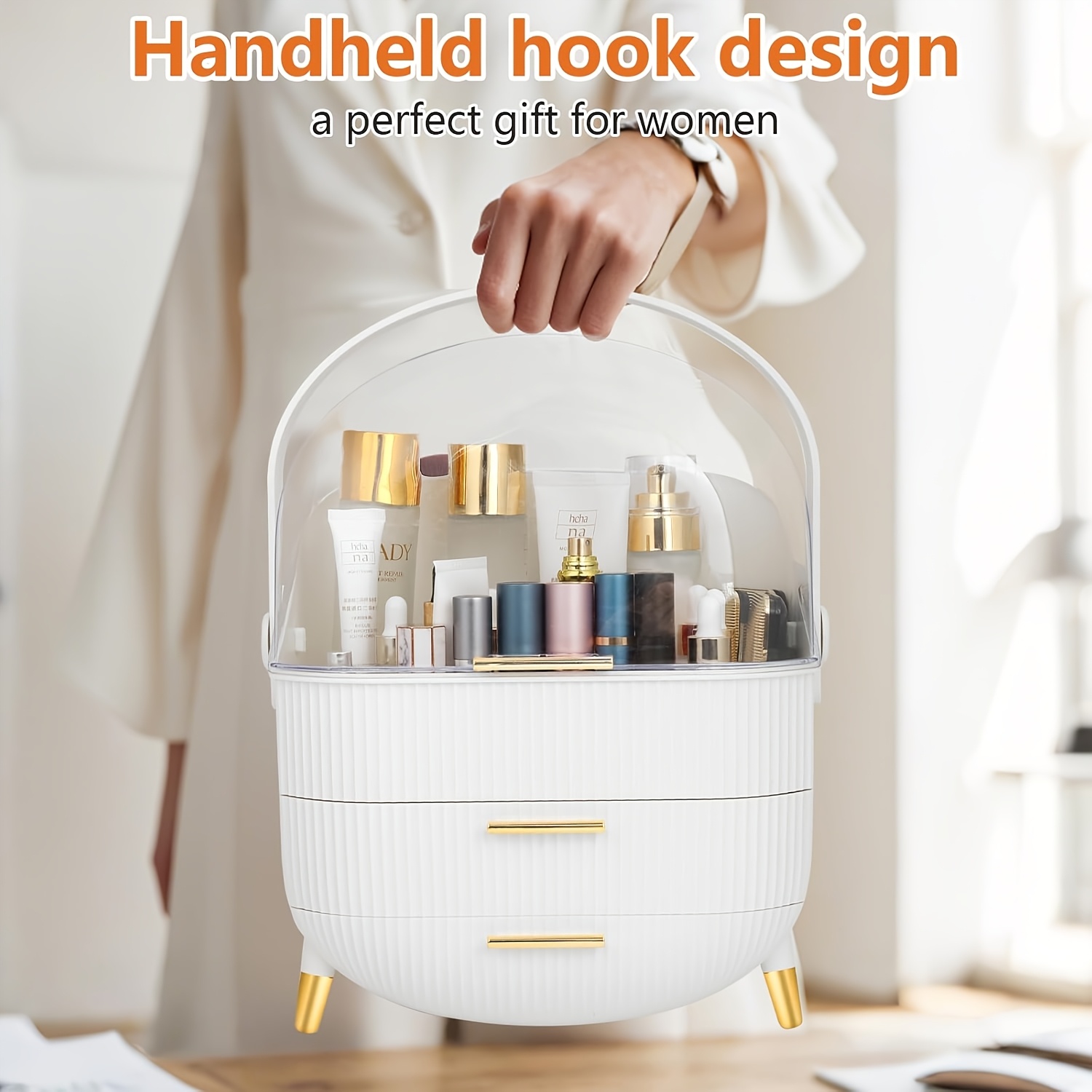 Makeup Storage Box | Dustproof & Organizer, Portable Cosmetic Box With Drawers For Bathroom Bedroom Dresser, Plastic Material By Signclubs