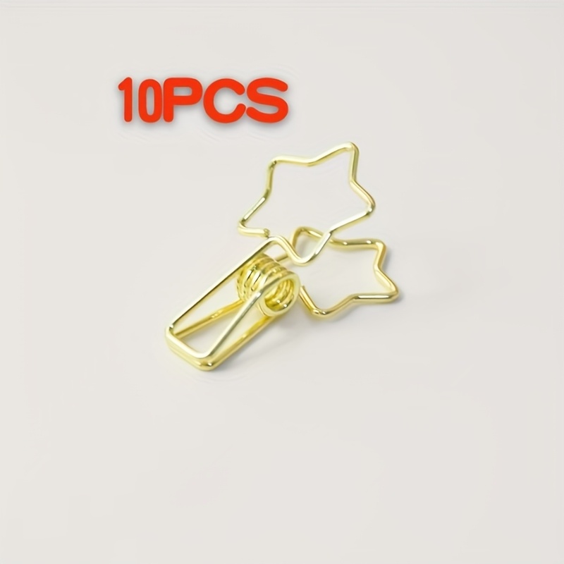 Image of 10pcs Of Shaped Metal Clip Office Stationery Creative Clip, 12pcs Of Mixed Tail Clip Creative Receipt Clip Small 5 Pointed Heart-shaped Clip