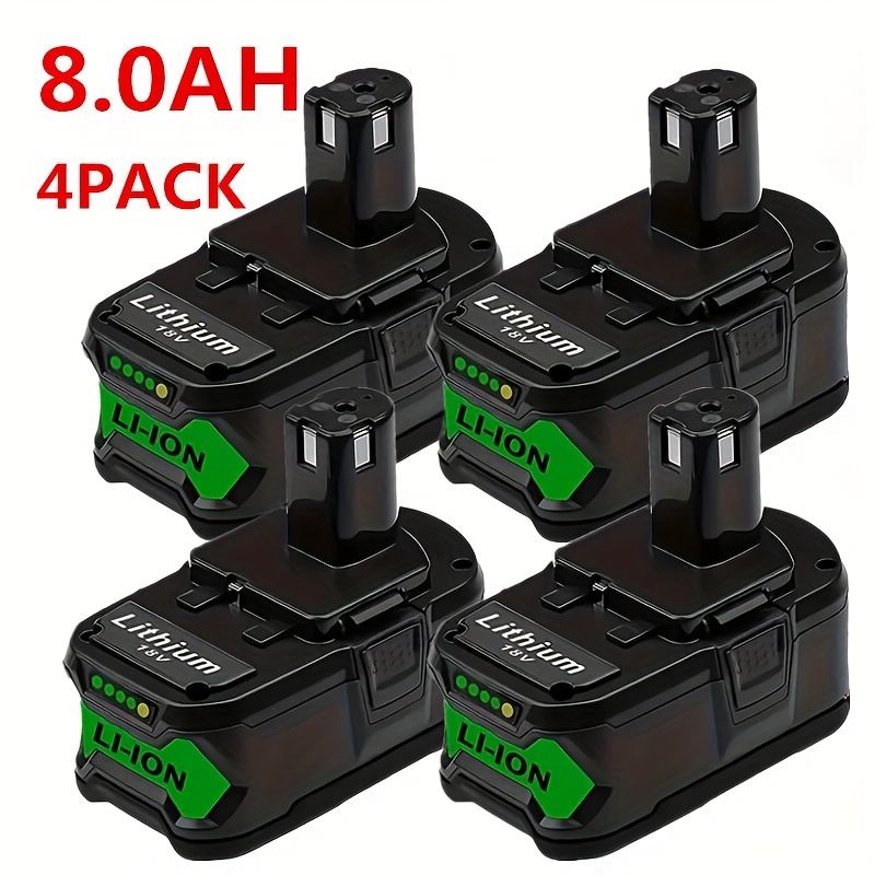 

4pcs 8000mah P108 8.0ah Replacement For Ryobi P108 18v 18 Volt Lithium-ion Battery P108 P104 P105 P107 P109 P122 Cordless Tool Batteries