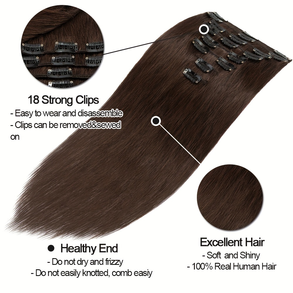 8pcs clip in 100   human hair extensions   long short standard wefts soft natural hair extensions 16inch 24inch   real hair extensions 65g 80g details 4