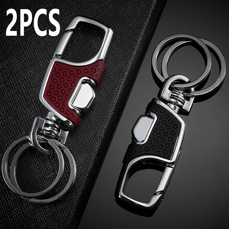Image of 2pcs High-end Keychain European And American Business Men's Creative Car Key Chain Waist Hanging Key Ring Key Stainless Steel Couple Pendant