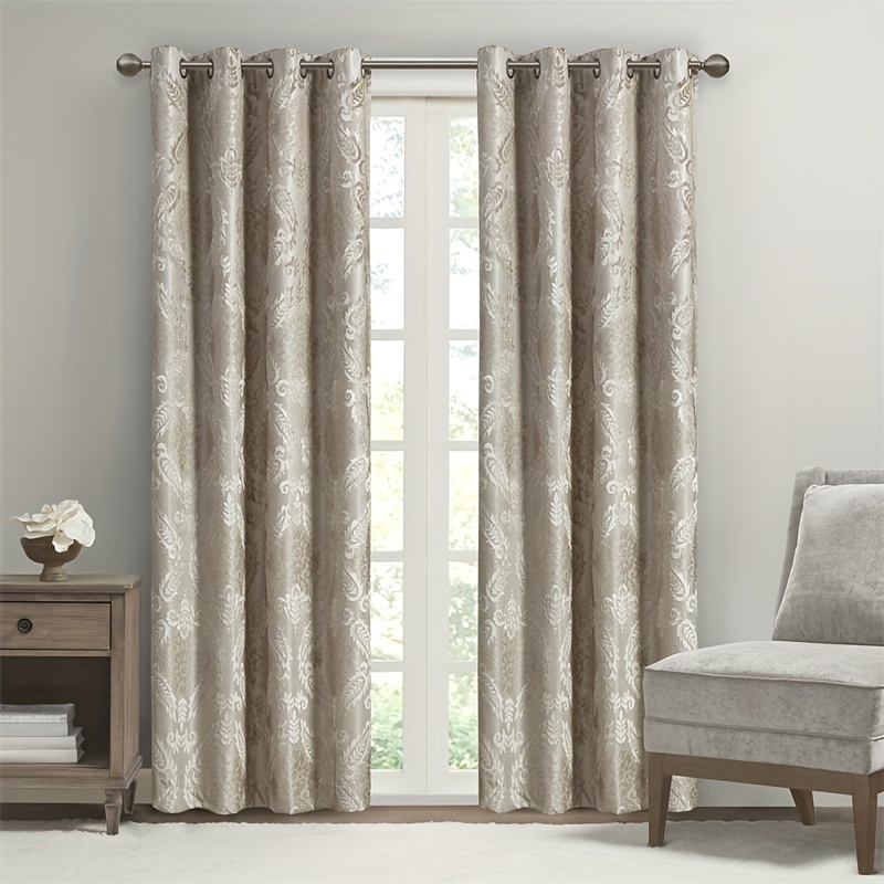 

Knitted Jacquard Paisley Grommet Top Curtain Panel