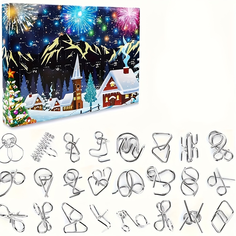 Christmas Countdown Advent Calendar - 24 Days Of Brain Teaser Challenges Featuring Luban Lock Puzzles, Perfect Gift Ideas For The Holidays