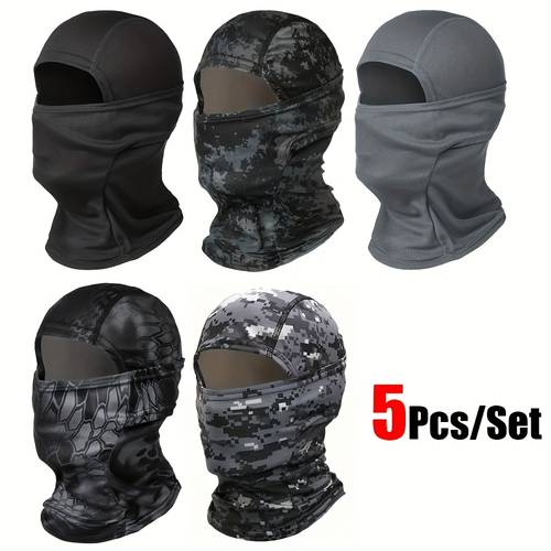 5 mascarillas faciales unisex, y agradables , estilos multiusos, adecuadas para actividades al aire libre, correr, senderismo, pesca, esquí, , bufanda multifuncional para la cabeza y el cuello, regalo de vacaciones, color y estilo aleatorios, sin batería