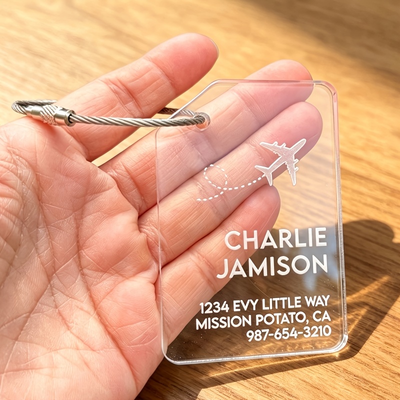 TEMU Personalized Engraved Luggage Tags Suitable For Travel - Custom Name/address/phone Number, Airplane & Anti-loss Tags, Tags With Engravable For