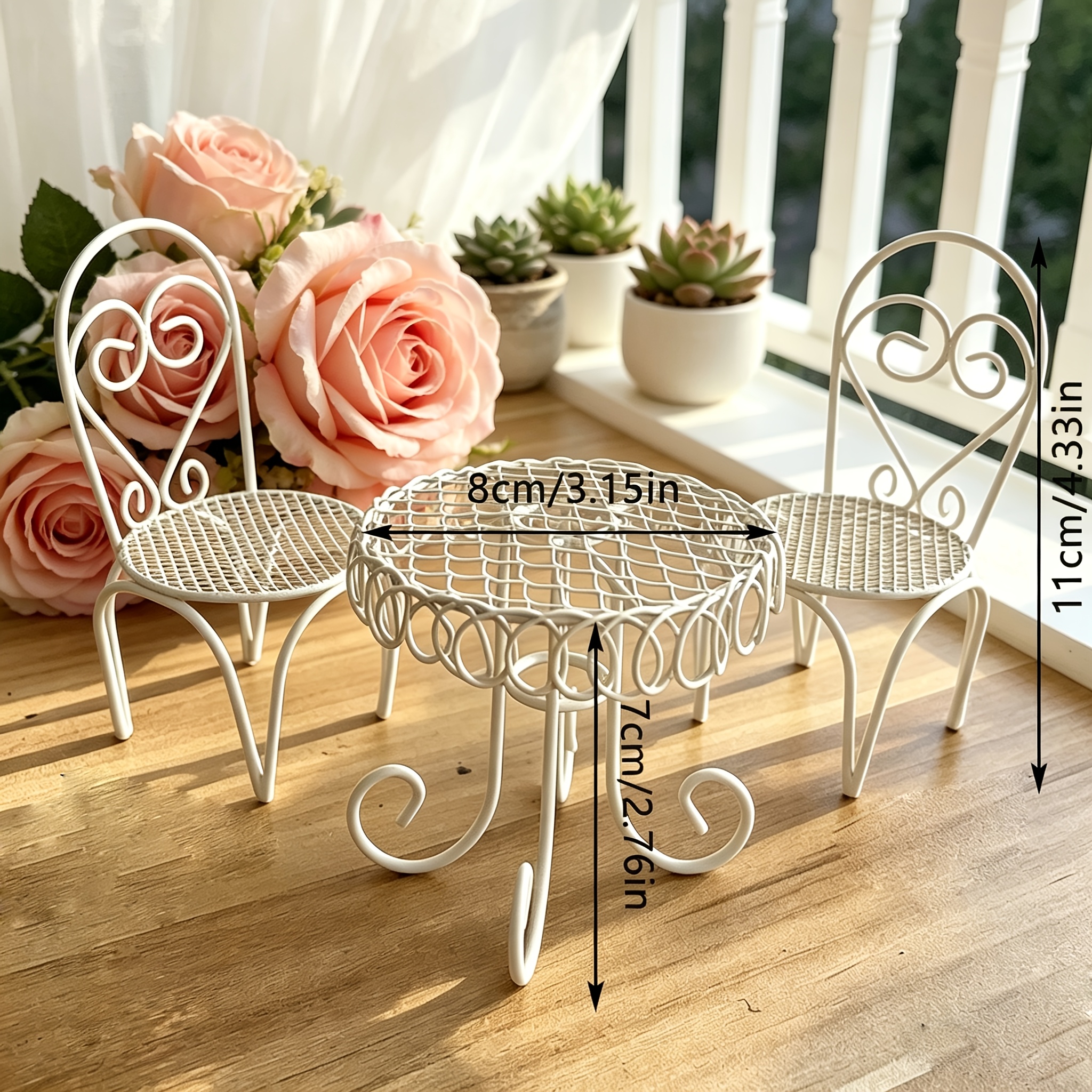 3pcs Retro Style Miniature Simulation Furniture Model Mini Creative Fairy Garden Decoration Micro Landscape Additions