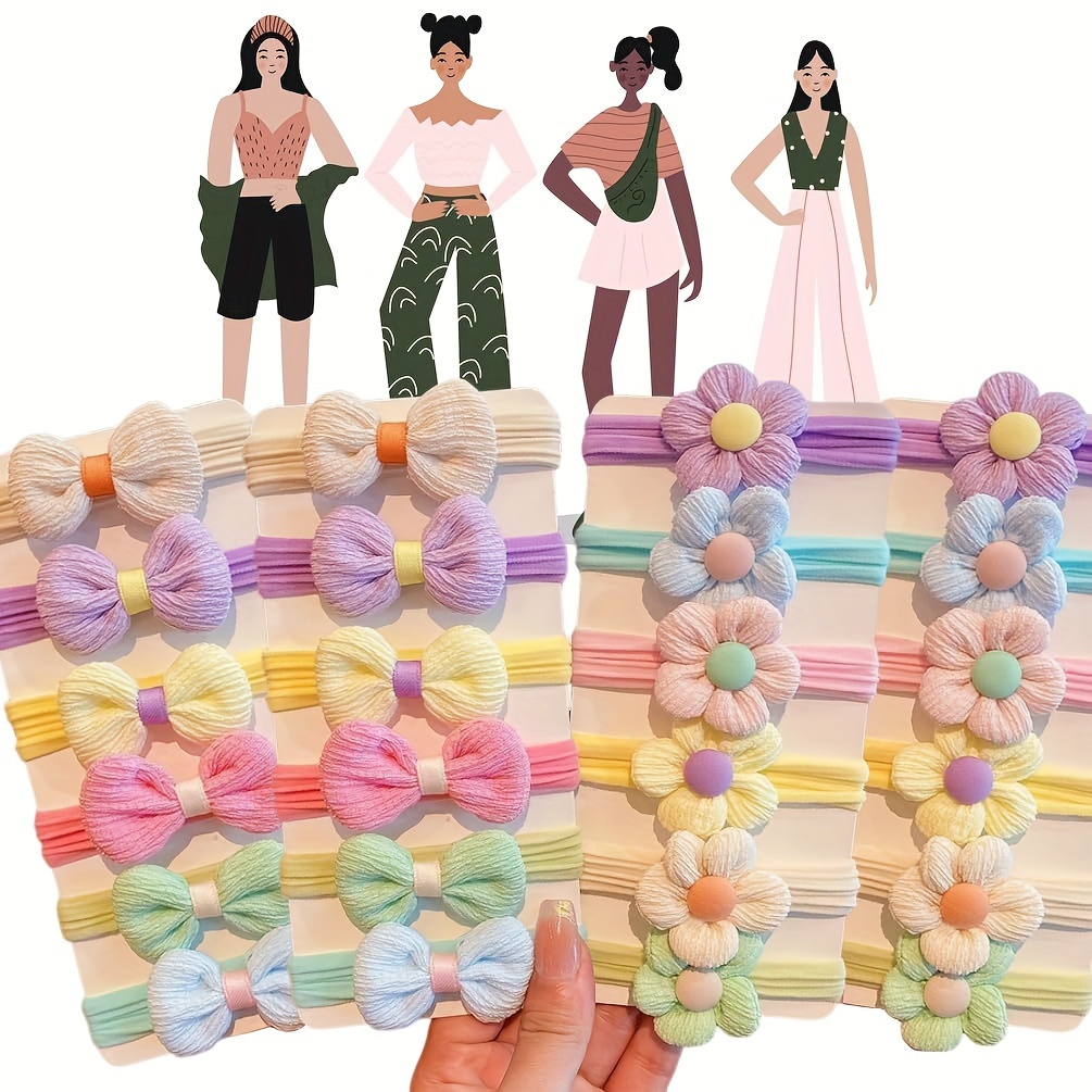 

Floral Bow Hair Ties For Girls - Hair, Stretchy & Ponytail Holders, Mixed Colors