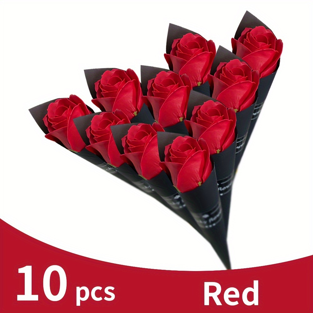 

10pcs Realistic Artificial Bouquet For Weddings, Birthdays, And More - Long Stem Roses For Floral Arrangements And Home Decor - Perfect Gift For Valentine's Day, Day, And Birthdays