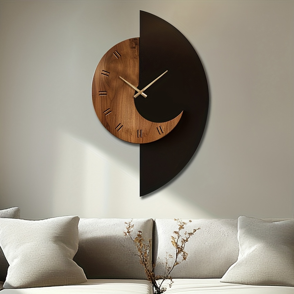 Artistic Silent Wall Clock Made of Decorative Wood in an Irregular Shape, Battery-Operated. Available in Sizes 14, 16, And 45.72 cm, This Vintage Wooden Clock Is Perfect for Home Decor in The Kitchen, Living Room, Bedroom, Or Office