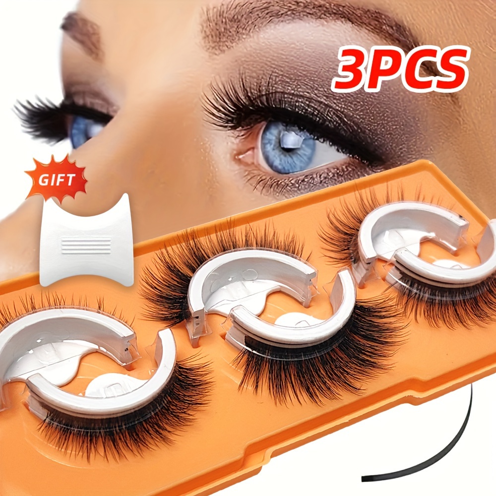 

3 Pairs Self-adhesive False Eyelashes Set - B/c , 6-15mm Mixed Lengths, Doll/cat Eye//fluffy/extra Thick Styles, Reusable & Easy Application For Beginners With Free Applicator Tool