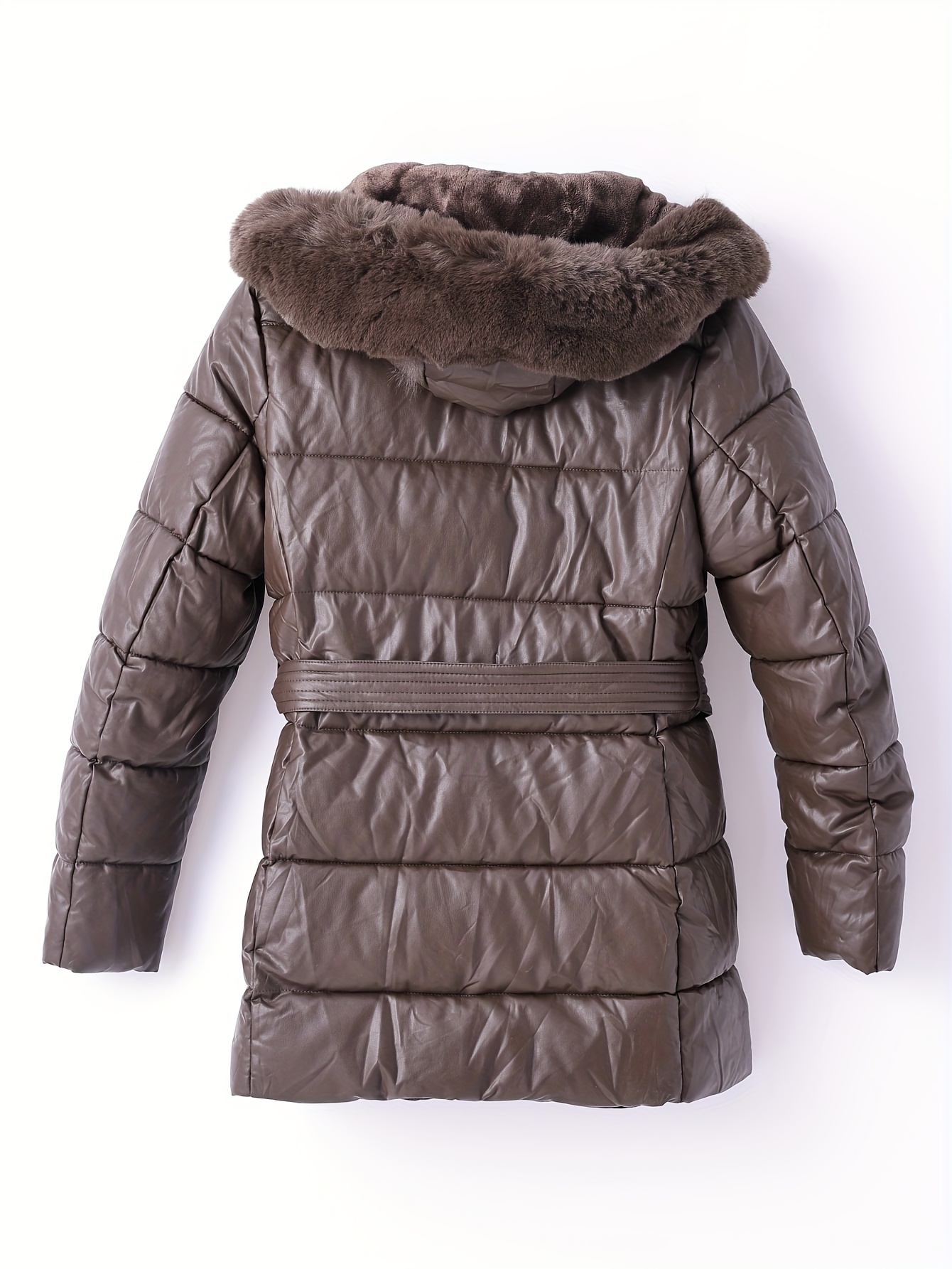 Elegante dames winterjas met faux fur capuchon - Lange mouwen