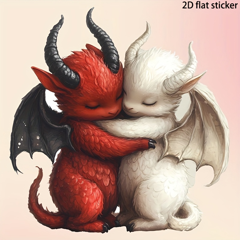 6.3-inch Creative Hug Dragon Car Stickers Vinyl Waterproof Suitable For Cars, Motorcycles, Bumpers, Laptops, Tablets, Walls, Doors And Windows Decorative Stickers