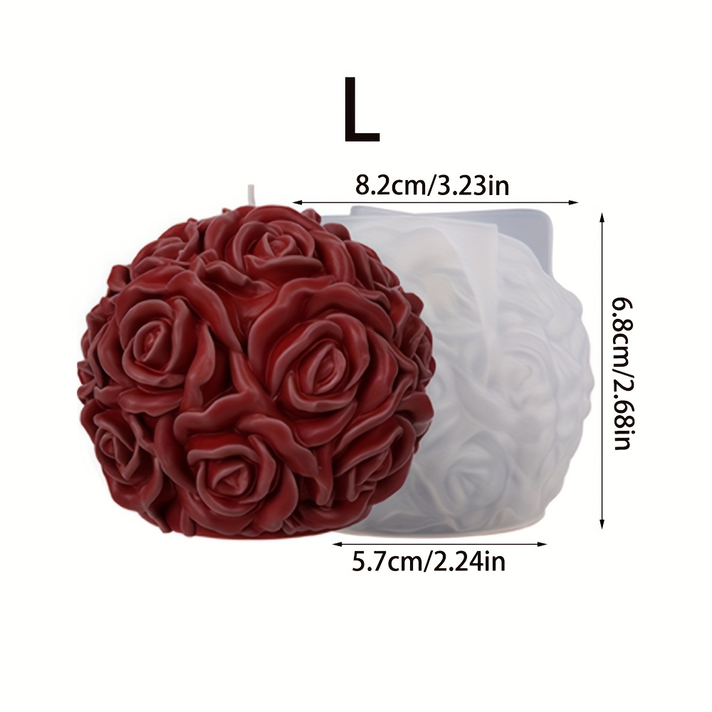 TEMU Moule en silicone 3D Rose Ball, diverses spécifications disponibles, moule en silicone pour la fabrication de savon et de bougies