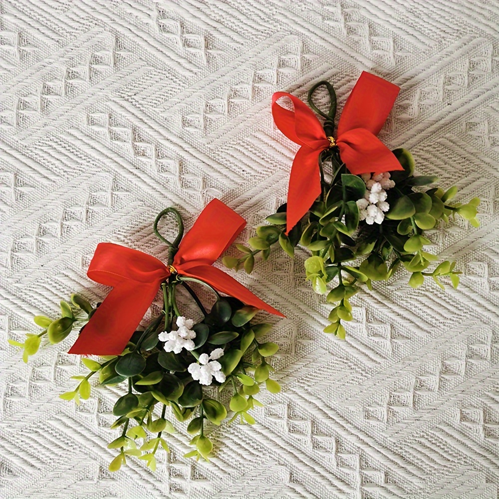 

1pc Christmas Hanging Decoration - Plastic Red Bow, Non-electric For & Decor - Seasonal For
