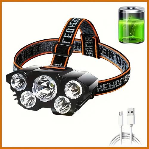 1pc 5 rechargeable usb head flashlight camping running and fishing headlamp for home outdoor emergency light