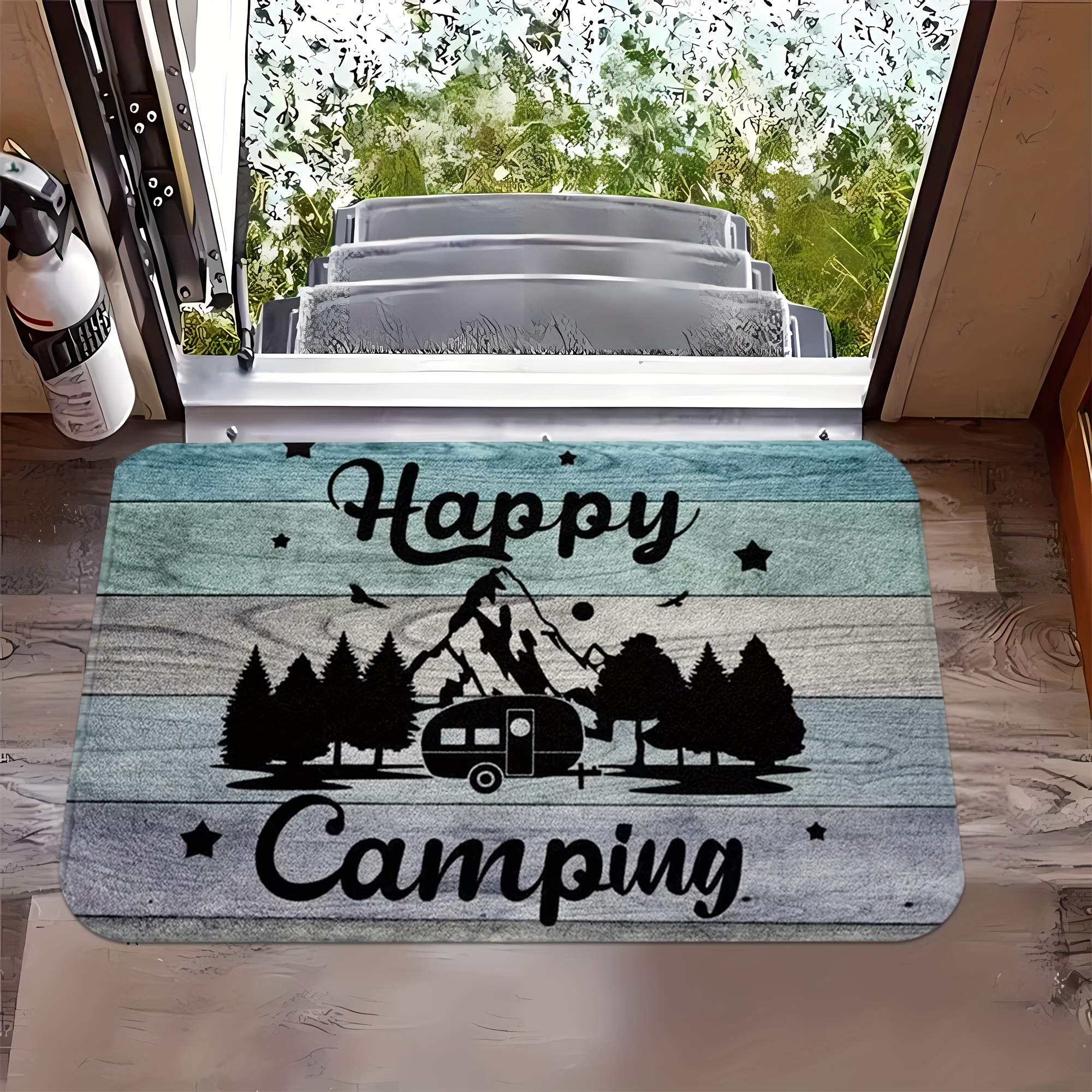 TEMU Felpudo para RV con diseño de y de madera - Lavable a máquina, franela premium - Ideal para baño, , dormitorio, cocina, oficina y decoración de