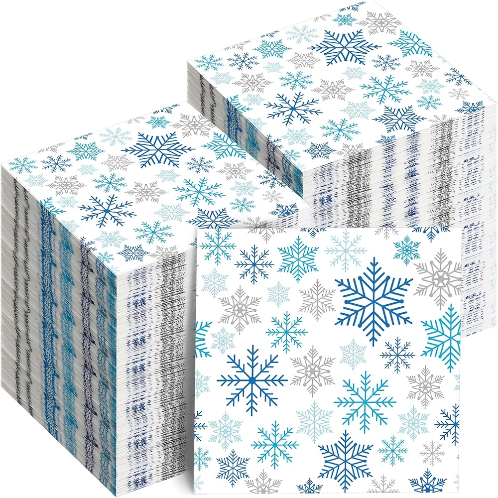 

50pcs Blue Christmas Napkins 6.5" X 6.5" - Winter Parties, Birthdays & Home Decor