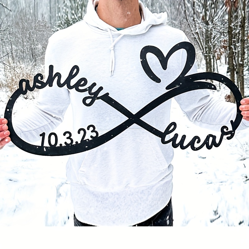 

Customizable Infinity Heart Metal Sign With Personalized Names And Dates - , Anniversary, Valentine's Day Gift - Metal Decor For Couples