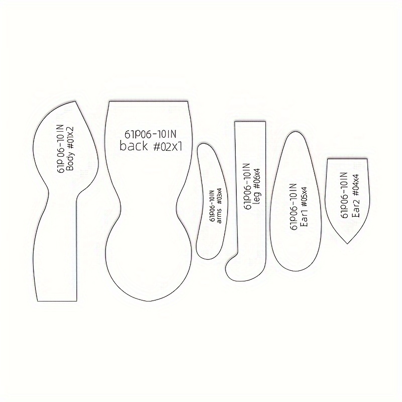 Image of 6pcs Acrylic Templates Rabbit Making Mold Handcraft Rabbit Doll Quilting Template Diy Molds Sewing Tools Festival Birthday Decoration Gifts
