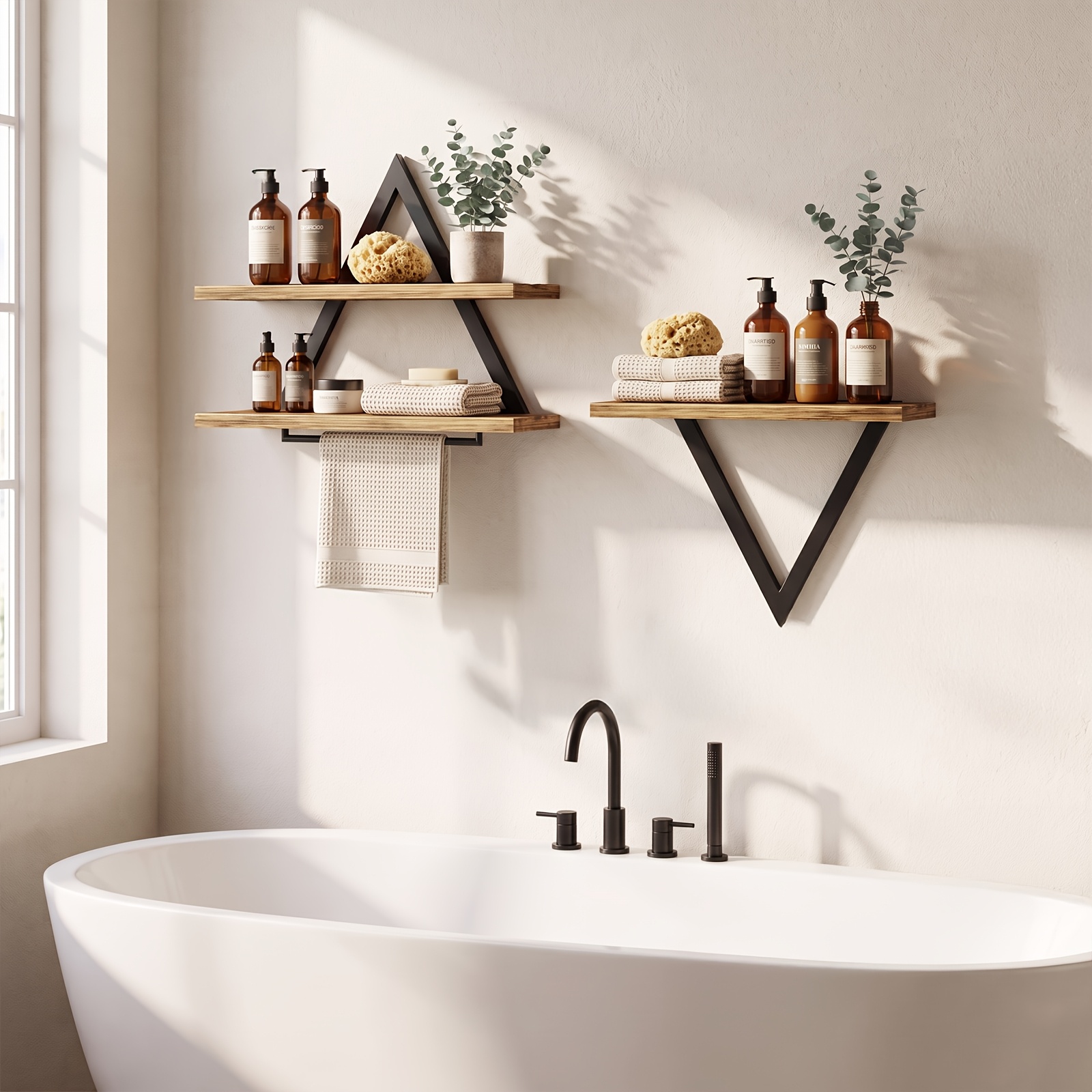 TEMU 2 estantes de pared, fácil instalación, estante de almacenamiento triangular resistente y de carga, ahorra , estantes flotantes decorativos