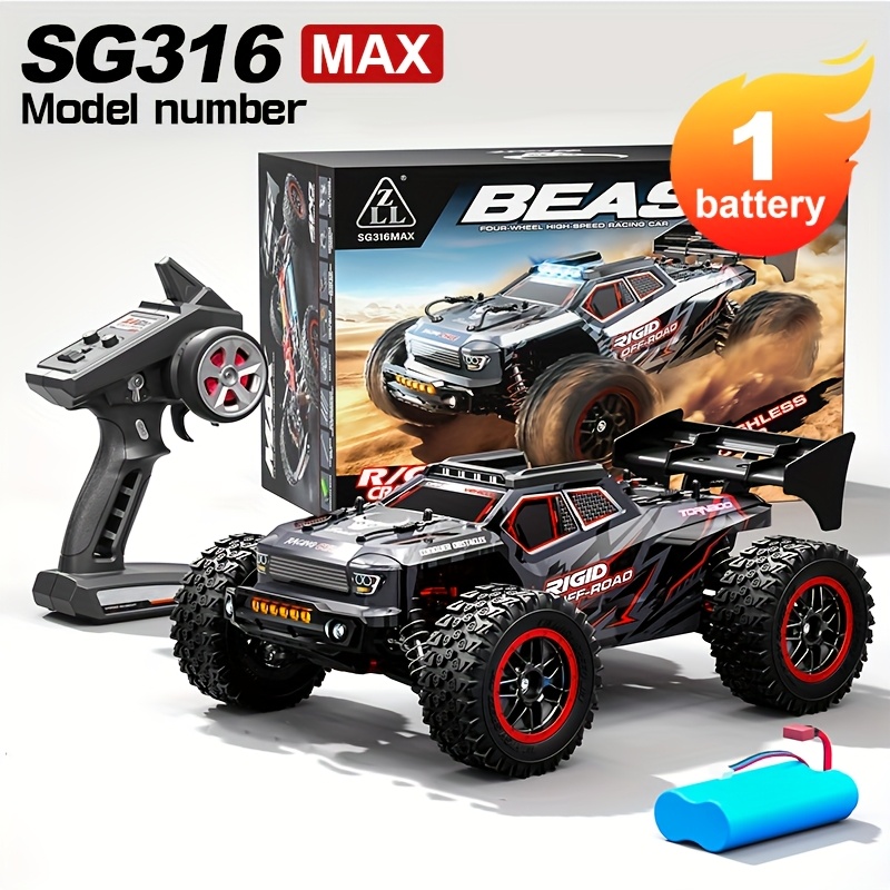 E-shop Schwarzes Brushless ferngesteuertes Auto, 1/16 Scale - Höchstgeschwindigkeit 80KM/H, 4WD Offroad-Ferngesteuertes Auto, , Geeignet für