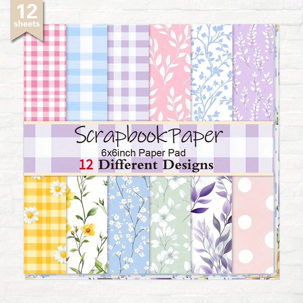 TEMU 12 Fogli di Carta per Scrapbooking, '', per di Biglietti e Journaling, Forniture per Scrapbooking di Diari, Sfondo per Album, Artigianato,