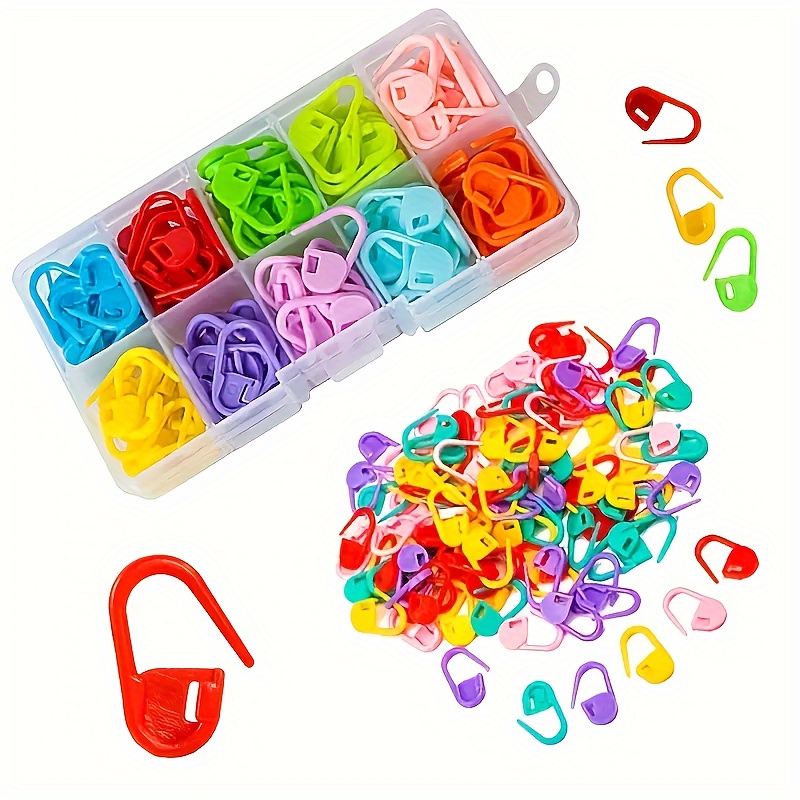 

50//150pcs Knitting Marker, Crochet Clip, Crochet Needle Large Capacity Needlework Marker Lock Needle Knitting Position Marker Diy Craft Plastic Safety Needle Weaving Needlework Clip Counter