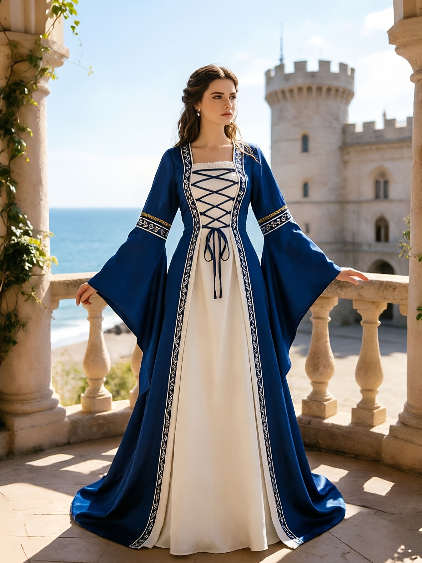 adult queen renaissance fair dress temu medieval up sold on United States Size:Adult | 46.5|S Faire fairy costume collections:blue-dresses Elia Blue Print Midi