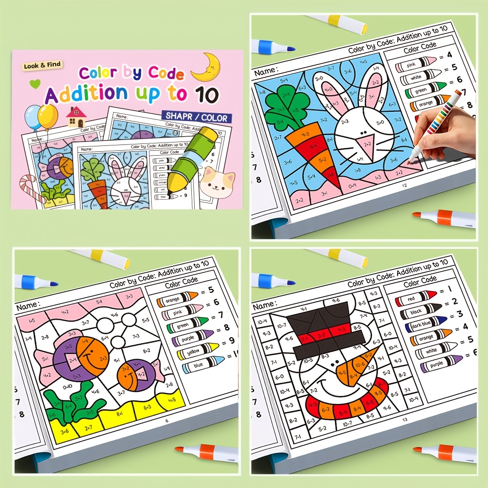 Look & Find Coloring Book, Addition & Subtraction Color , Preschool Early Learning Activity Book