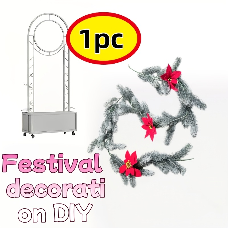 TEMU Christmas Garland With Lights, 70.86" Simulation Flower Vine, Battery Operated Snowflake Fairy Lights, Multi-holiday Decor For Fireplace