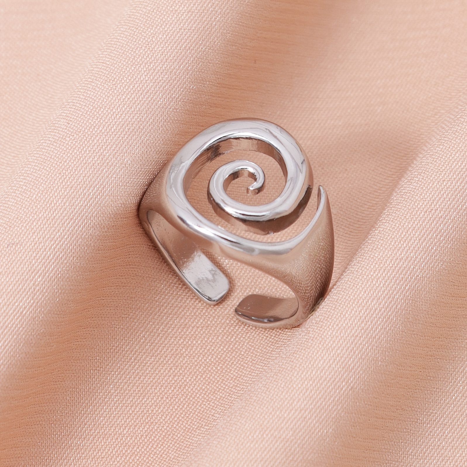 TEMU 1pc Men's Fashion Women's Ring, Easy Hollow Line Snail Spiral Texture 3d Ring, Music Festival Daily Jewelry