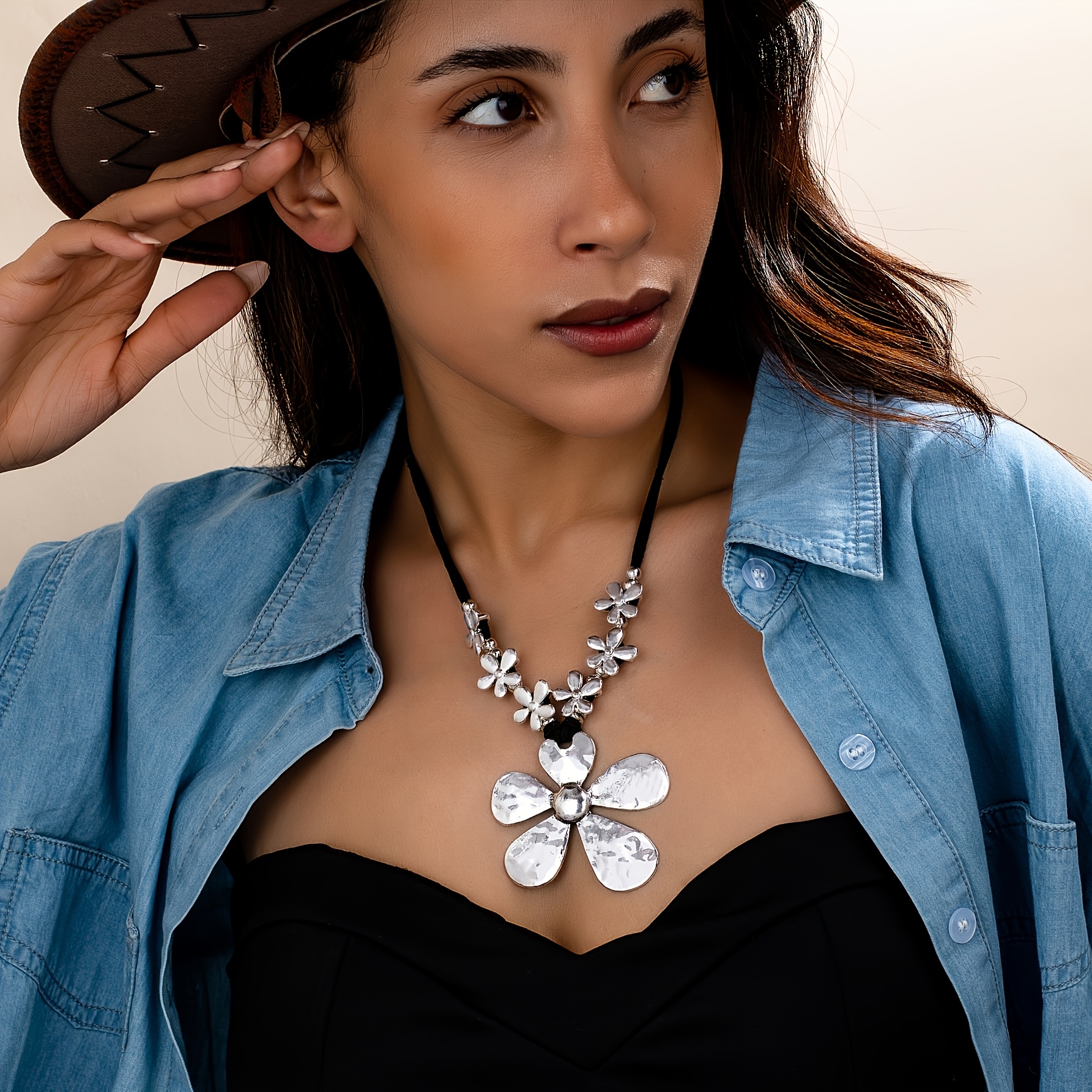 Boho Floral Statement Necklace for Women