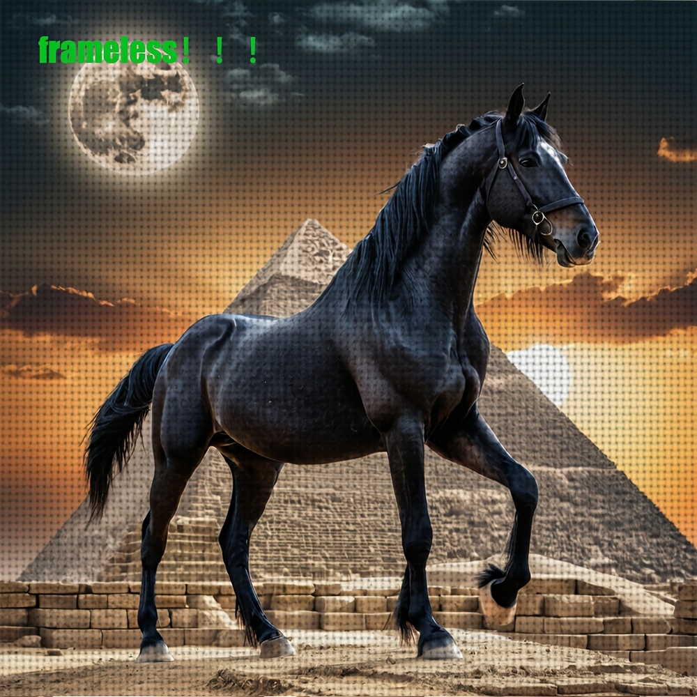 Printed Cross-Stitch Kit Featuring a Black Stallion Design