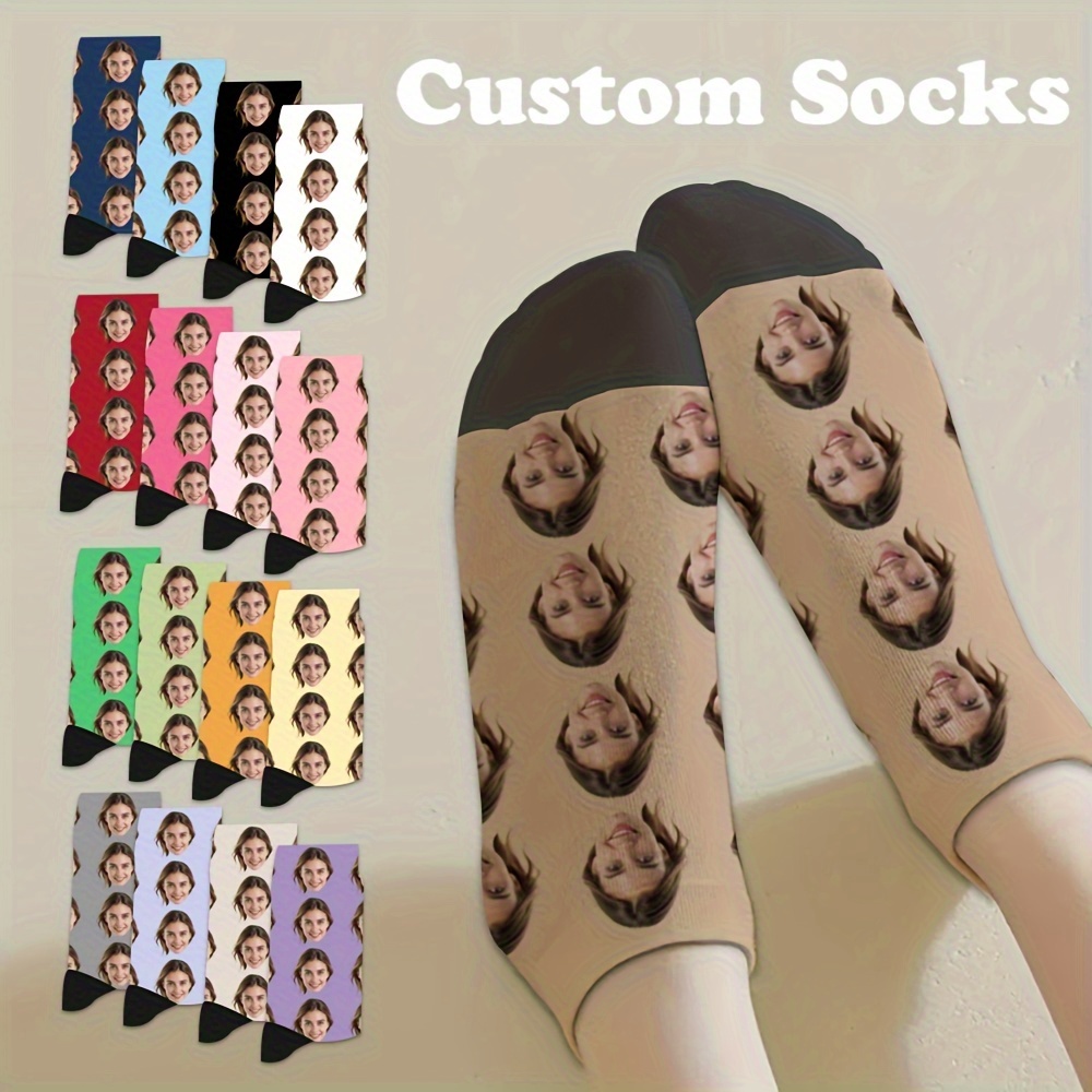 

Custom Face Low-cut Ankle Socks, Personalized Funny Gift Socks With Photo Customized, Novelty Trendy Crew Party Present Socks For Men Women