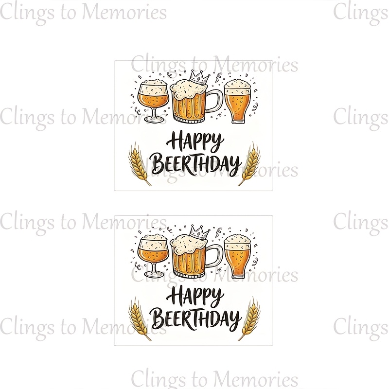Image of 2 Sheets Beer-themed Sticker Set, Fun Happy Birthday Beer Birthday Self-adhesive Stickers, Party Decoration Stickers, Suitable For Scrapbooking, Gift Wrapping And Party Supplies