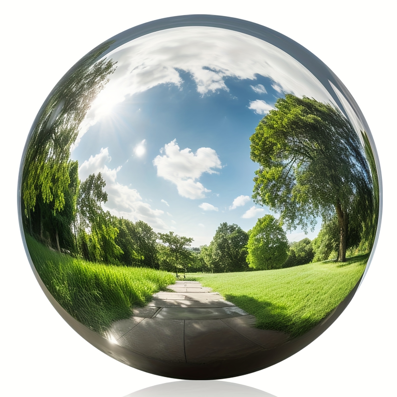 Image of 1pc,400mm Garden Gazing Balls, Stainless Steel Mirror Polished Reflective Hollow Ball Decoration Spheres, Floating Pond Balls Seamless Gazing , For Home Outdoor Holiday Decorations,15.75inch