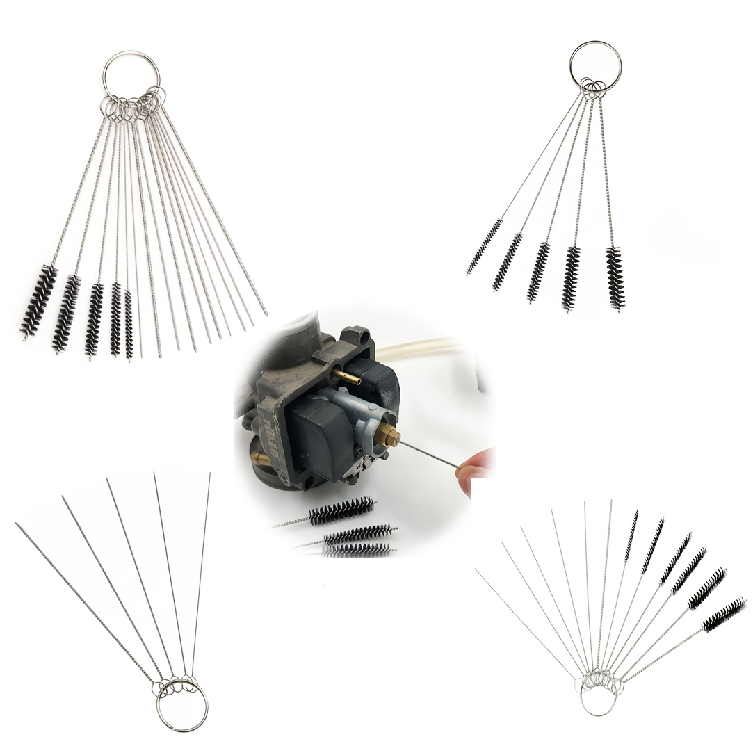 Carburetor Carbon Dirt Jet Cleaner Tool Kit, Multi-Functional Cleaning Brush Set - for Small Openings / Tubes / Pipes - for Example: Car / Motorcycle / Scooter Carburetor, Pet Feeding Bottle, Coffee Machine, Etc, Without Battery