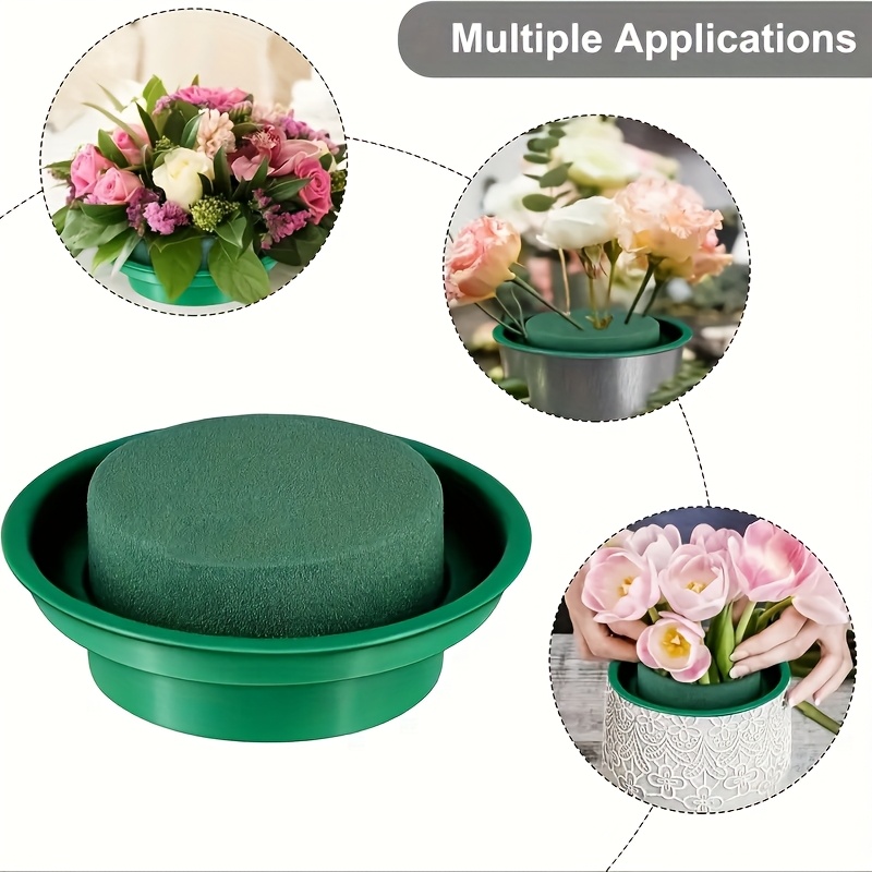 TEMU 1pc/4pcs Round Discs, Round Reinforced Floral Foam Wet Foam Bowl, Strong Water Absorption For , Floral Arrangement Special, Wedding Decoration,