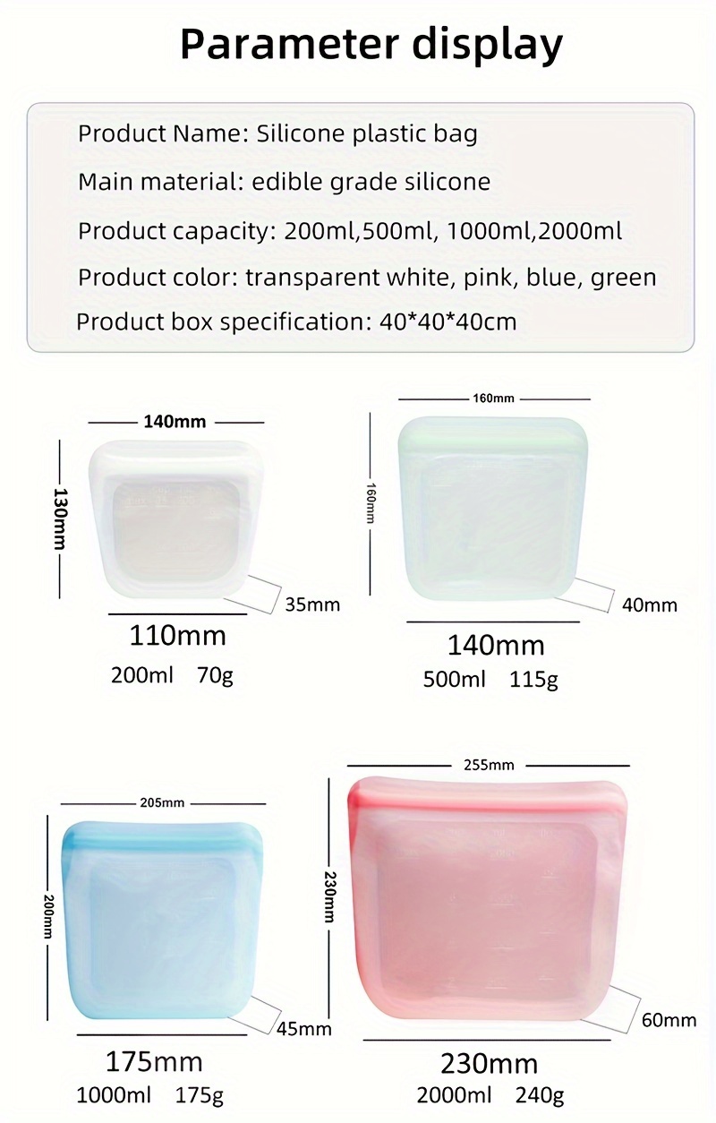 freshstorage silicone vacuum sealer bags microwave refrigerator safe leak proof self sealing no electricity needed food grade reusable storage pouches details 2