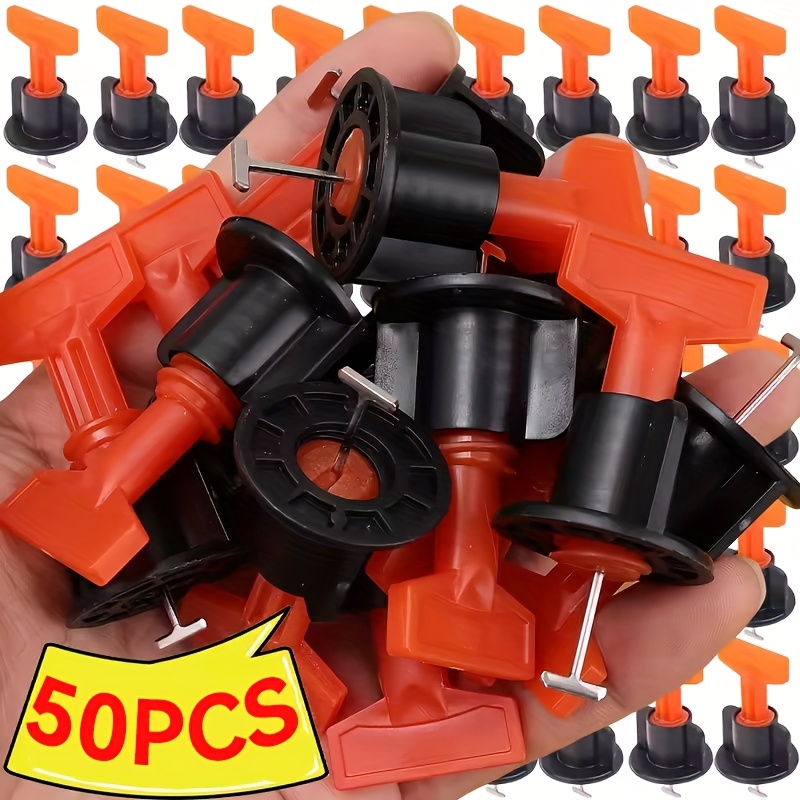 E-shop 50 Stück Bodenfliesennivelliersystem Clips – Verstellbare Keramikfliesenspacer-Set für Wand- und Bödenverlegung