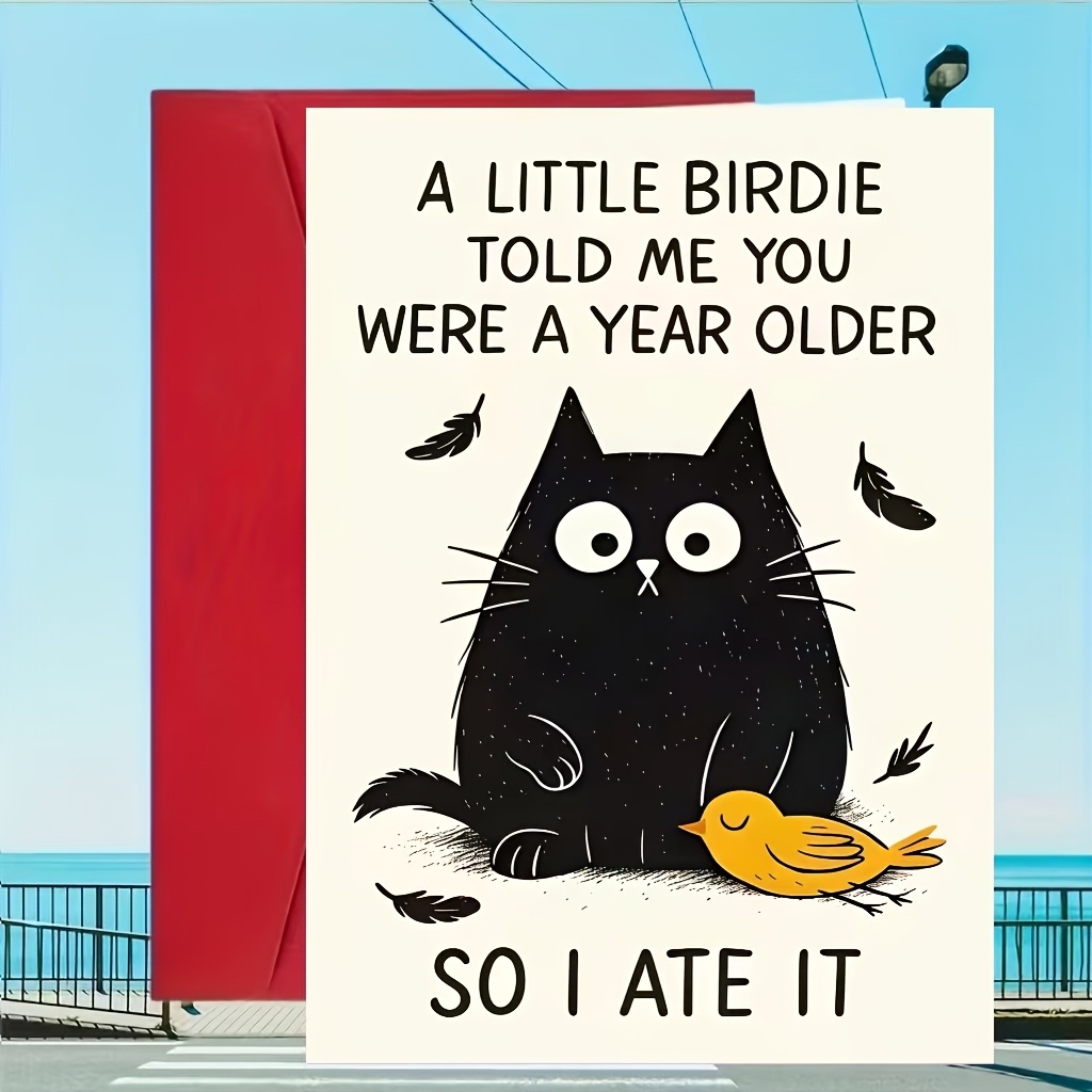 A Birthday Card Featuring A And With "eat Your Age!", Suitable For , Family, Or Colleagues, And With An Envelope