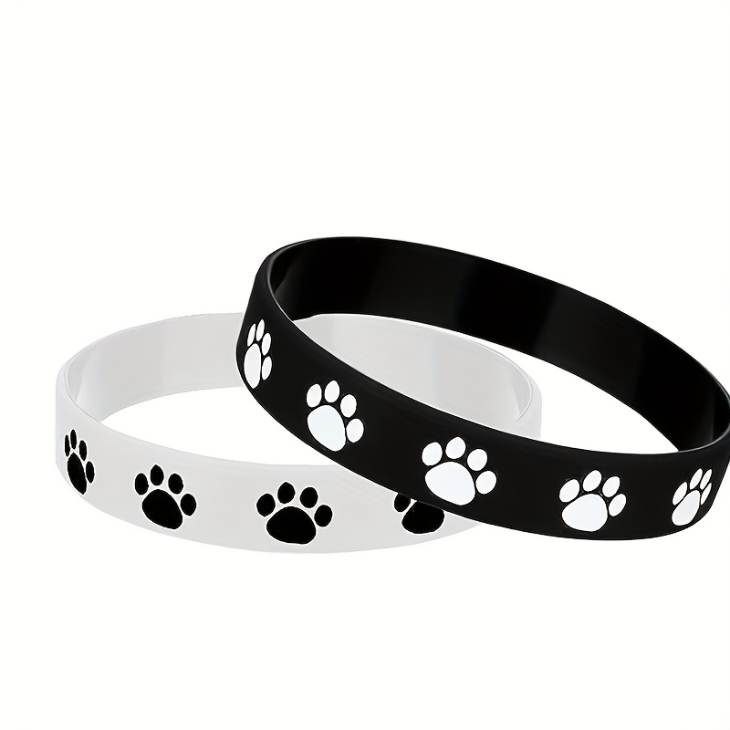 TEMU 2pcs Cute Paw Print Silicone Bracelets per feste per animali domestici e abbigliamento casual - con design di , accessori durevoli e per donne e