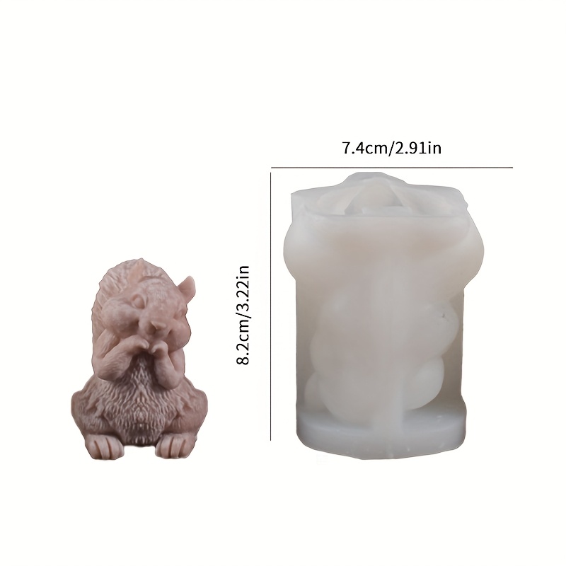 Image of Resin Silicone Mold Squirrel Candle Gypsum Ornament Silicone Mold Home Desktop Decoration Festival Anniversary Atmosphere Decoration Resin Gypsum Handicrafts Gifts Silicone Mold