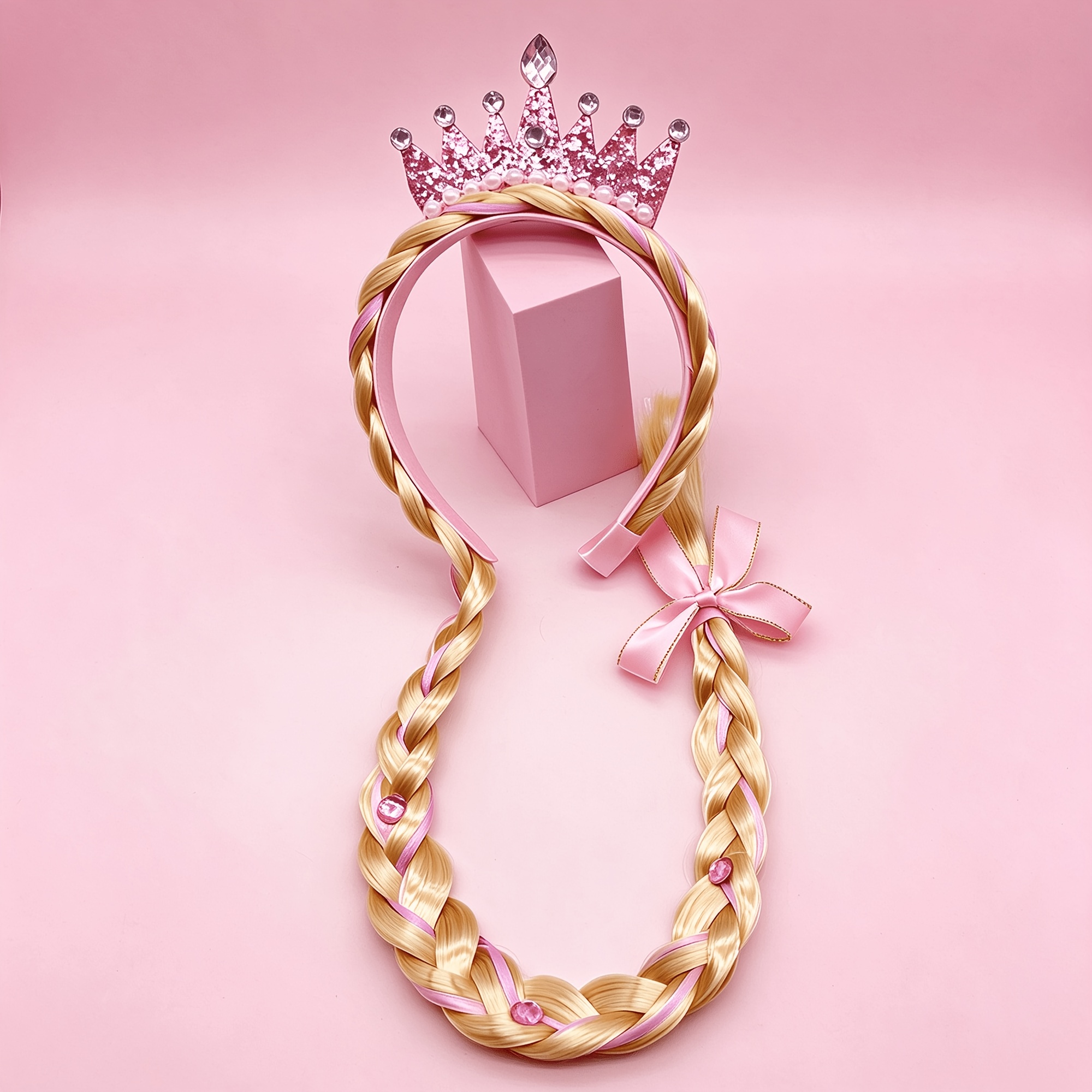 TEMU Bandeau à avec perruque, Bandeau à pince à cheveux Princesse Couronnée, Bandeau à Princesse Bleue