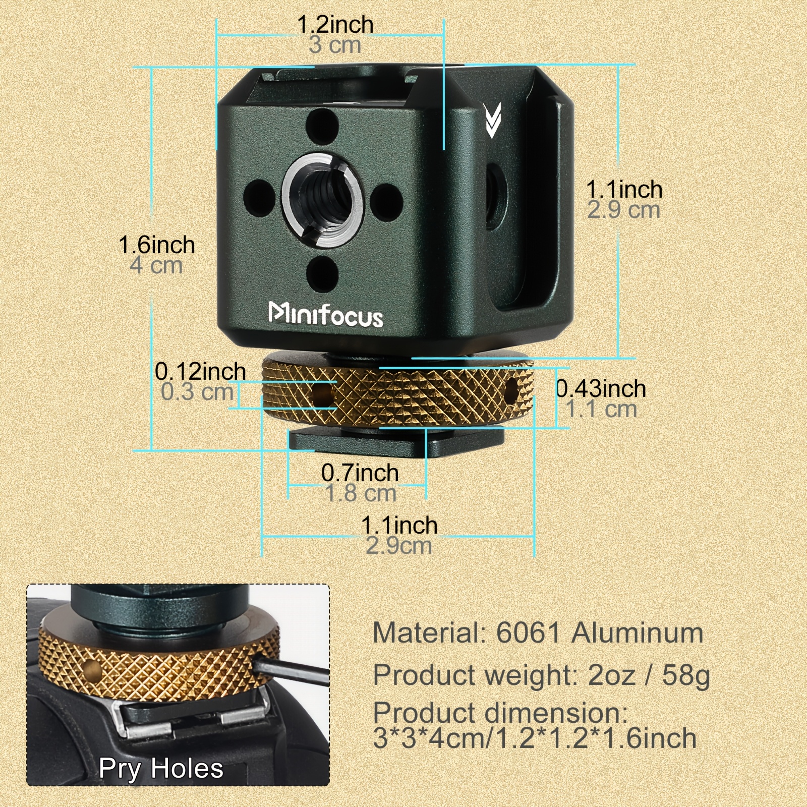supporto di estensione per flash con interfacce per fredda, di estensione multifunzionale adatta per per fotocamere, unità flash, luci led, monitor, microfoni, ecc. realizzato in di alluminio qualità, non richiede batterie Dettagli dell'articolo 2