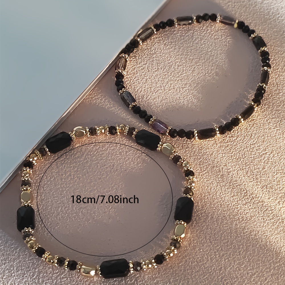 Bohemian Glass Bead Bracelets with Golden Tone Spacers