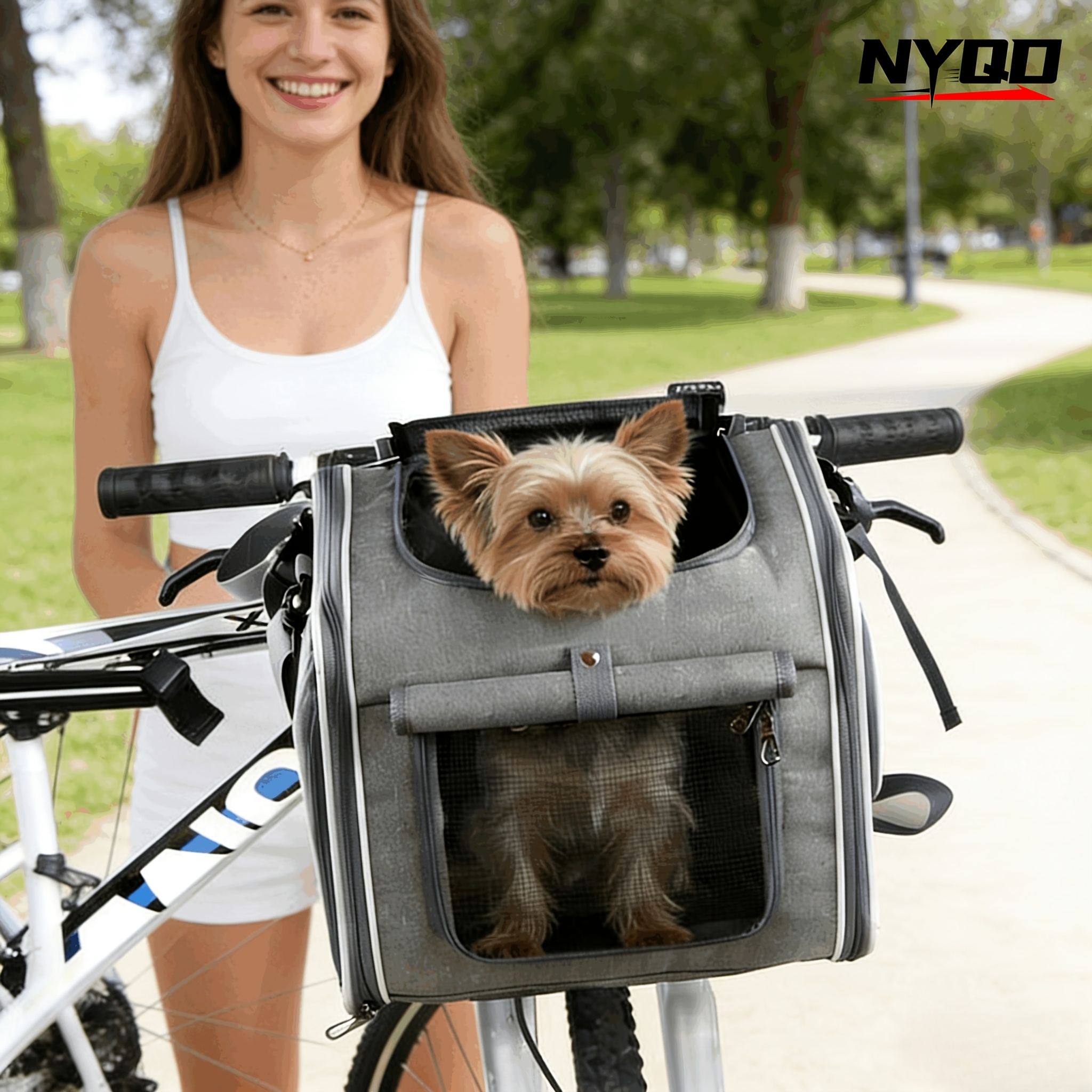 Dog Bike Basket, Expandable Soft-sided Backpack With 4 Open Doors, 4 Mesh Windows For Small Puppies
