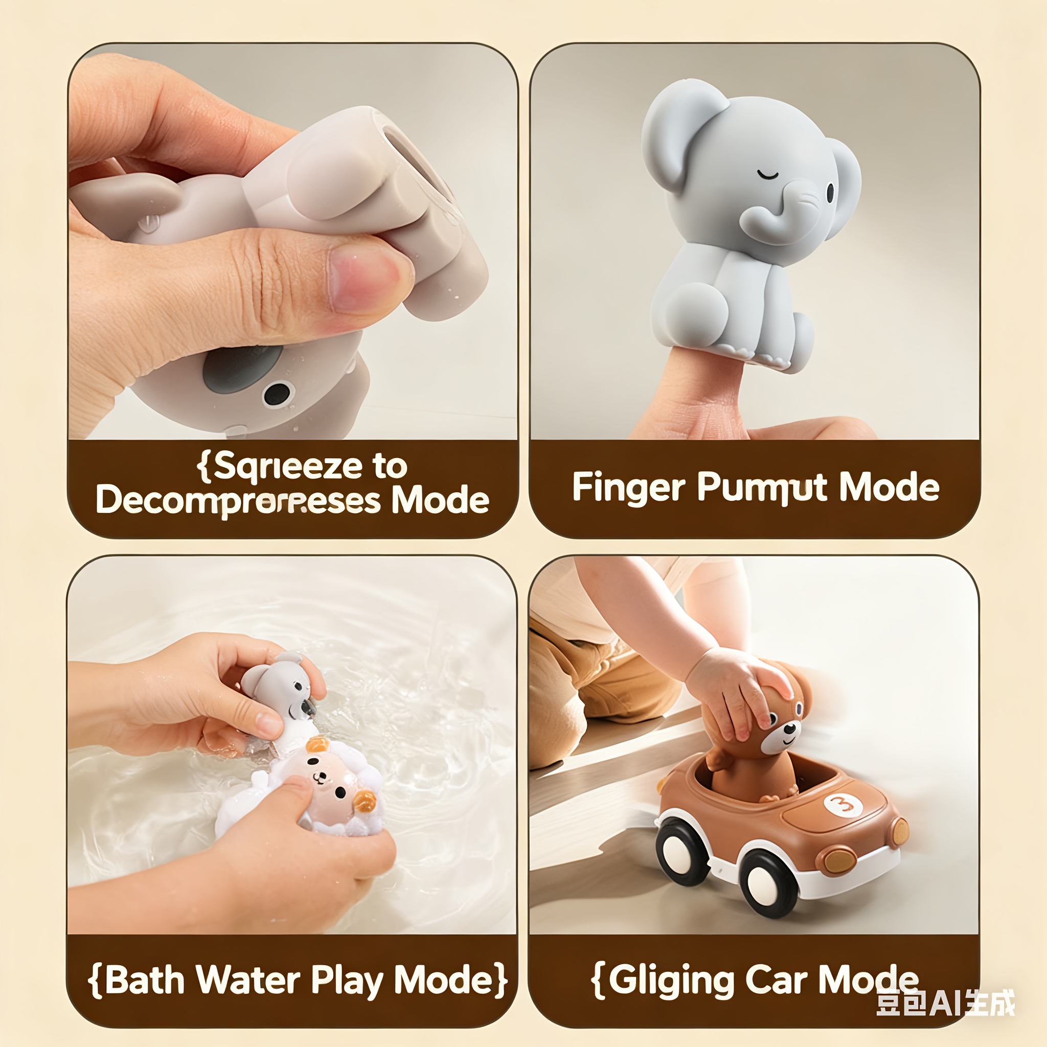 6pcs/set Kids' Inertial Sliding Animal Car | Detachable Soft Rubber Squishy Finger Cot, Kindergarten Construction Toys, Baby Car Toy for Boys & Girls, Christmas, Birthday Gifts, Tactile Skills, Color Recognition, Shape Recognition, Uncharged