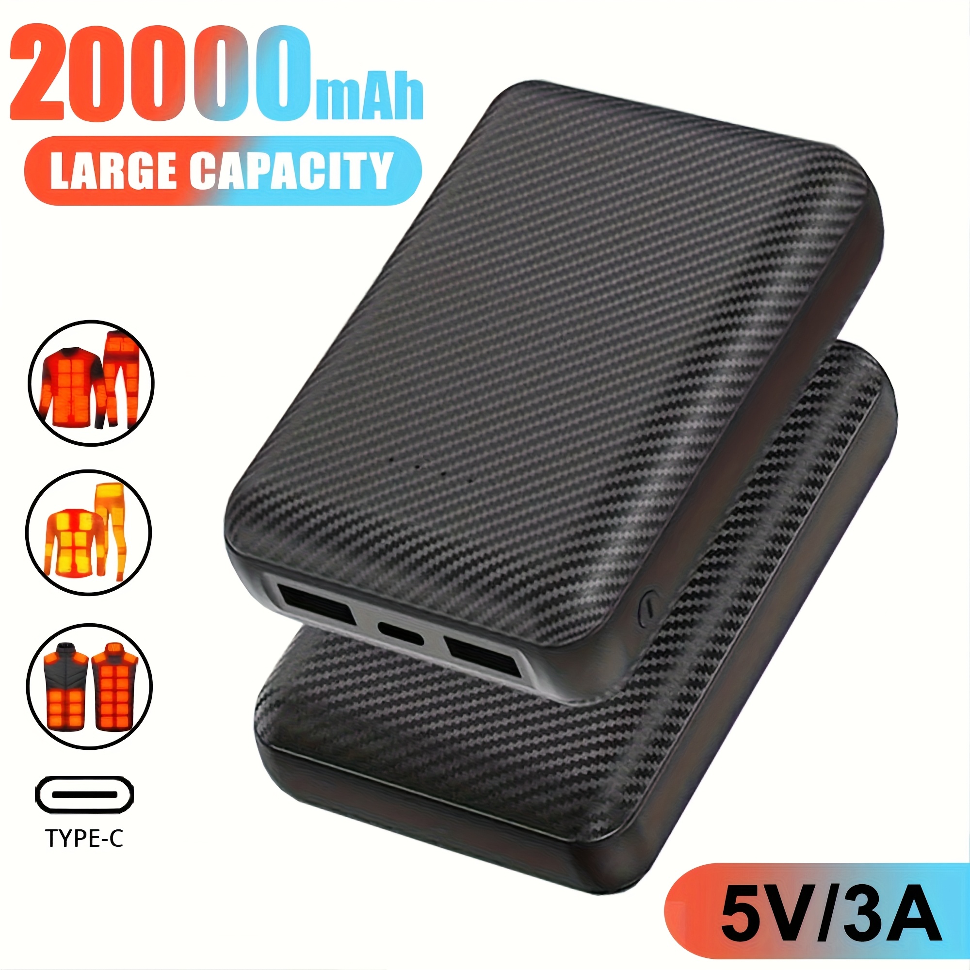 

20000mah Power Bank 5v 3a Portable Charger For Vest, Jacket, And Hoodie With 5v 3a Fast Charging Phone Portable Charger